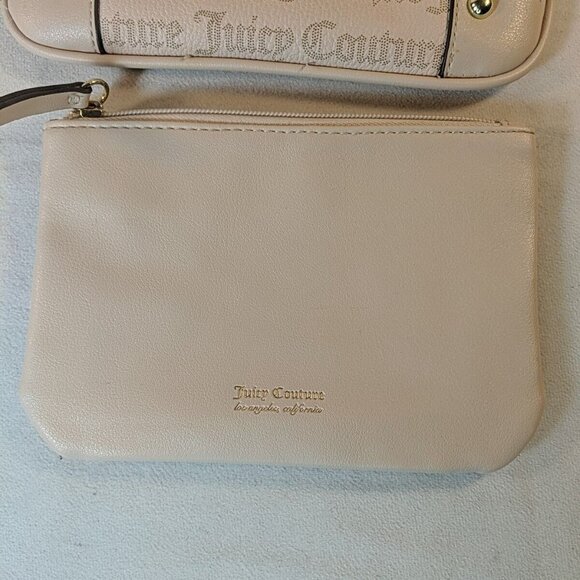 Juicy Couture Pink Beige Cream Shoulder Purse Bag wallet pouch insert Gold Y2K - Picture 3 of 16